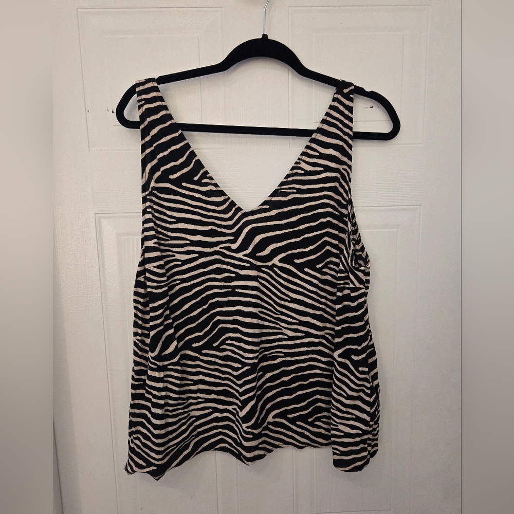 H&M XL Black and White Zebra Print Tank Top